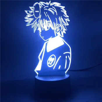 Anime Hunter X Hunter 3d Led Nočna Lučka za Otroke Killua Zoldyck Slika LED Nočna Usb Tabela Dekorativne Svetilke Doma Darilo