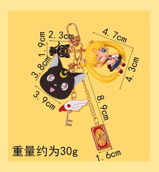 CHUNOU Risanka Luna Sailor Moon Keychain Key ring Lepa Luštna Dekleta Avto, dodatna Oprema Nahrbtnik Okras Avto Ključ Imetnika Debelo