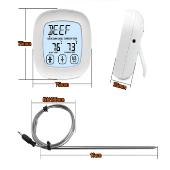 Kuhinja Mesa Termometer Sonda Digitalni LCD Kuhanje Termometer Smart Touch Kontrole Za Meso Peči, BBQ Kuhanje Termometer