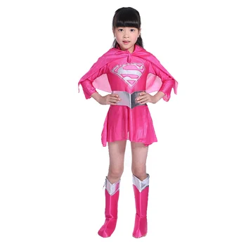 Otroci Roza Supergirl Kostum Malčka Dekleta Supergirl Obleko Gor Obleko Superheroj Halloween Maskiranje Otrok Halloween Kostumi