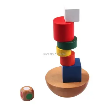 Brezplačno ladja 1 Nastavite otroci otroški Leseni Montessori geometrijske bloki, uravnoteženje igra zgodnji razvoj Izobraževalnih gradiv igrače