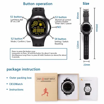 SOONHUA EX32 Bluetooth Smart Watch sw007 za Android, IOS, Android ura Pametna Ura Nepremočljiva Pedometer za Fitnes