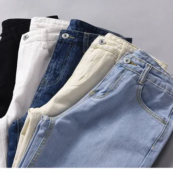 Bombaž Bela Jeans za Ženske Visoko Pasu Harem Mama Jeans pomlad 2020 novo plus velikost black ženske denim jeans hlače, bež barve modra