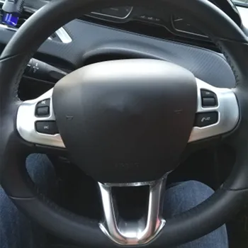 Carmilla Avto-Styling ABS Chrome Notranje zadeve Volan Dekoracijo Trim Nalepke za Peugeot 308 2016 Dodatki