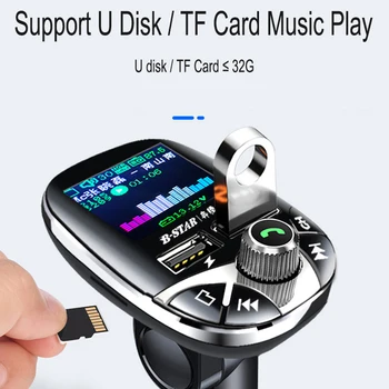 JINSERTA Avto Bluetooth5.0 Oddajnik FM Modulator Barvni Zaslon Hands-free MP3 Predvajalnik Dvojni Polnilnik USB z Daljinskim upravljalnikom