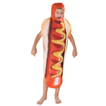 Odrasli Otroci Smešno 3D Tiskanja Hrane Klobasa Hot Dog Kostumi za noč Čarovnic Moški Ženske enodelne Anime Obleko Carnival Party Cosplay