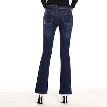 Nova Blagovna Znamka Hlače Lepe Vezenine Cvet Ženske Oblačila Skinny Jeans Flare Hlače Ženske Visok Pas, Jeans Modra Plus Velikost 36