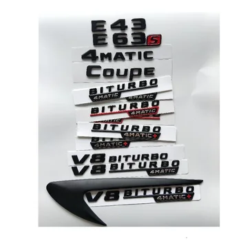 S črnimi Črkami E43 E53 E63 E63s V8 BITURBO 4MATIC+ Fender Trunk Emblem Emblemi Značke za Mercedes Benz AMG W207 W211 W212 W213
