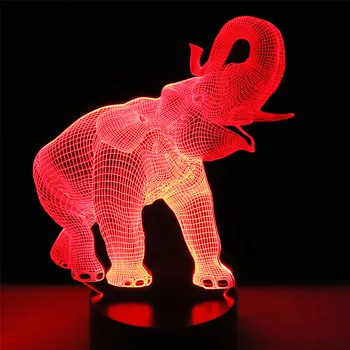 3D LED Nočna Lučka Vesel Ples Slon s 7 Barv Svetlobe za Dom Dekoracija Žarnice Neverjetno Vizualizacija Optične Iluzije