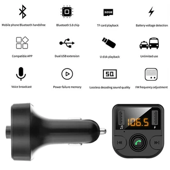 Brezžični Avto Polnilec Fm Oddajnik LCD-Avto Mp3 Player Adapter za Prostoročno Dvojna Vrata USB Polnilnik Bluetooth Prejemanje avtokompleti
