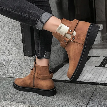 VROČE prodaje Ženske škornji plus velikost 22-28 cm dolžina jeseni in pozimi kratek plišastih toplo strani zadrgo kratek čevlji Modni vse-ujemanje
