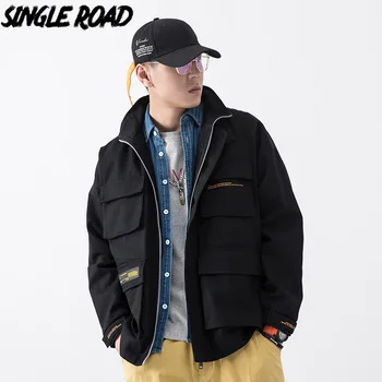 SingleRoad Mens Jakna Moški 2020 Trdna Strani Žepi Windbreakers Plašč Hip Hop Japonski Ulične Korejskem Slogu Jopiči Za Moške