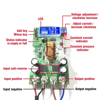 20A Nastavljiv Buck Power Modul Konstantno Napetostjo Konstantnim tokom LED Zaslon Visoke Moči Regulator Napetosti Modula Modul DIY