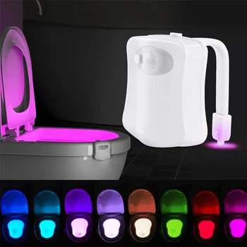 8-Barva Spreminja, LED Telesa, Gibanje Aktivira Senzor Noč Svetlobe Toilet Bowl Nočna Sedež luči Za Kopalnico