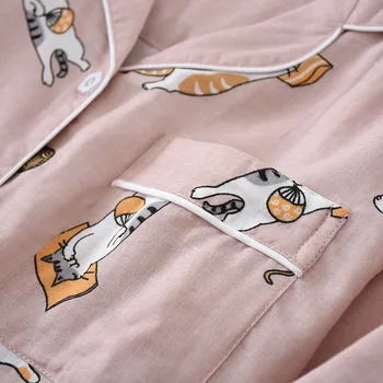 Novih bombaž dolgo sleeved mačka design ženske pižame nastavite srčkan risanka pižamo Japonski preprost dolgo pižamo ženske doma storitve