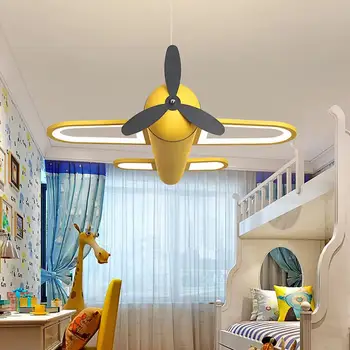 Sodobni led lestenci lahka letala modro rumene luči za otroško sobo, otroci baby fantje razsvetljavo doma lestenec, lučka