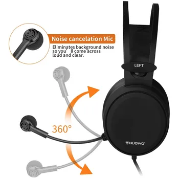 NUBWO N7 Gaming Slušalke Čelade PC Stereo Slušalke z Mikrofonom za PS4, Novi Xbox Enem,RAČUNALNIK, Mobilni Telefon, Slušalke Igralec