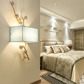 Kitajski stil tkanine stenska svetilka moderne stenske luči za dom