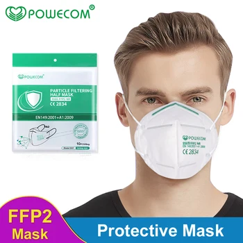 Powecom Maske FFP2 Varnost Prah 95% Respirator Pm2.5 filtrirna Reuseable Maska Zaščitna Usta Žarilna Masko Kritje CE
