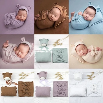 3Pcs/Komplet Dojenček Klobuk Blazino Zaviti Dojenčke Fotografiranje Pribor Novorojenčka Fotografija Rekviziti