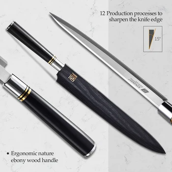 XINZUO Sashimi Nož Japonski X5Cr15Mov Jekla Visoke Kakovosti Pro Kuhinja, Kuhinjski Nož Ribji File Suši Deba Nož z Scabbard