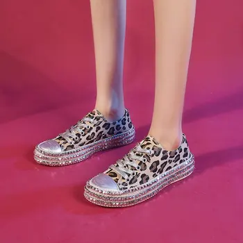 2020 ženska superge leopard čevlji platno čevlji za ženske Čipke-Up Platno Ustreza res je, da je velikost sprejme svojo normalno velikost 43 žensk