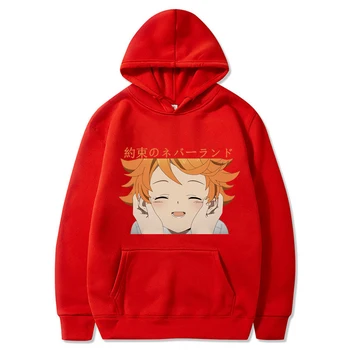 Harajuku Je Obljubil Neverland Hoodies Japonski Anime Emmai Natisnjeni Moški pulover s kapuco Ulične Priložnostne Sweatshirts