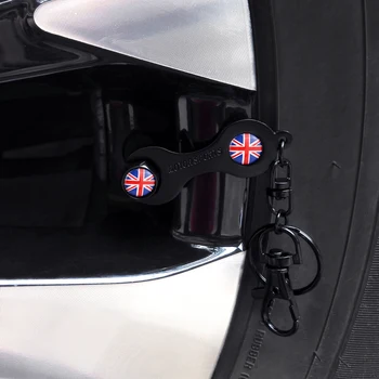 Avto Pnevmatike Ventil Izhaja Kape Kolo Z Mini Ključa Keychain Za Unije Jack Logotip Za BMW Avto Ford Fiesta Peugeot 308 Audi A3 RS4