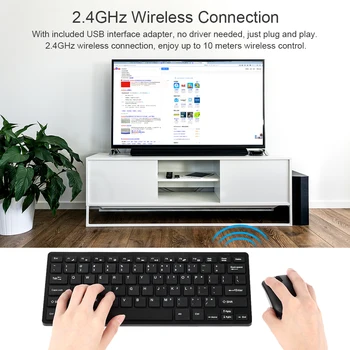 2.4 GHz Brezžična Tipkovnica Miška Kombinirano Ultra Tanek w/ USB Sprejemnik Adapter Zaščitni Pokrov za Namizni Prenosni računalnik Android TV Box