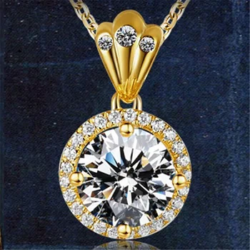 14k zlato barvo Krono AAA diamant, cirkon dragih kamnov obesek ogrlice za ženske, nakit bijoux modni choker stranka pripomoček darilo