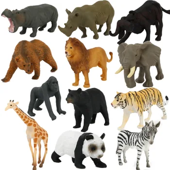 12pcs Divje Živali Model Živalskem vrtu Modelov, Tiger, Leopard Hippo Žirafa Simulacije Divje Živali Dejanje Igrača Številke Otroci Izobraževalne Igrače