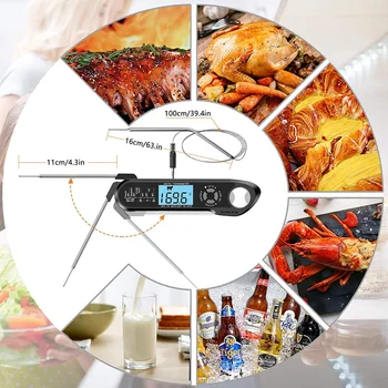 AIRMSEN Hrane Kuhinjski Termometer Termometer Digitalni Termometer Mesa Termometer BBQ Nepremočljiva Kuhanje Orodja Dvojno Sonda Design