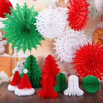 Božično Drevo Ornament Satja Klobuk Snežinka Fan Scene Ureditev Bell božični okraski za dom adornos navidenos