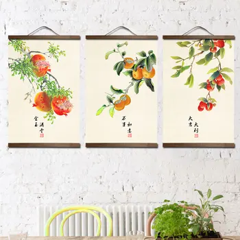 Po meri kitajski slog zelenih rastlin, platno, dekorativno slikarstvo Trgovina spalnica, dnevna soba wall art masivnega lesa, se pomaknite slikarstvo
