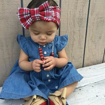 2020 Malčke Baby Dekleta Demin Modra Princesa Obleko Poletje Otrok Dekle Kratek Ruffle Rokav River Sundress Otroci Oblačila 1-6T