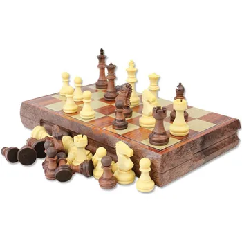 Mednarodni Šah, Dama, Zložljivi Magnetni Krovu Šah Igra Visoko Kakovostni Les WPC Zrn angleški Različici z 72 mm Kralj Visoko