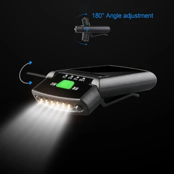 XUNATA USB Polnilne Telo Senzor Gibanja, 6 LED Žaromet Klobuk posnetek Lahka Nepremočljiva Nastavljiv Žaromet