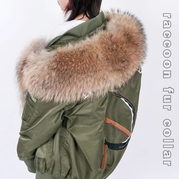 2020 zimskih oblačil žensk pravi rakun krzno oblog zimske ženske jakna pravi krzno ovratnik plašč parkas