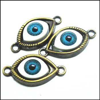 10pcs kovinski bronasto priključki srebrne barve z oči, ki so za očarljiva ogrlica, zaradi česar acccessories 15x30mm vroče prodaja kovin, iskanje