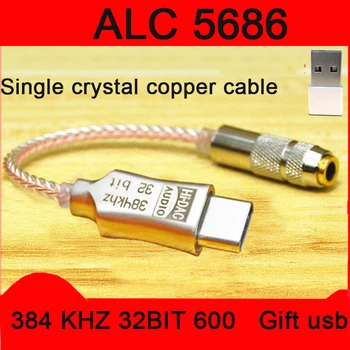 TypeC 3,5 mm ALC5686 čip HiFi Prenosni Digitalni Avdio HI-fi Dekodiranje Amp DAC Zvočne Kartice Kabel Za huawei mate30 P30