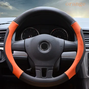 Avtomobilska dodatna oprema udobno, oranžna bela, črna moda Dihanje Mikro Vlakna, Usnje avto Volan Kritje 36 cm/38 cm/40 cm