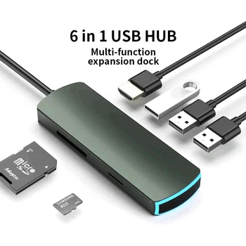 Usb-c hub 6 v 1 razširitveno postajo tip c do hdmi tf Kartico sd, usb 3.0, Splitter vmesnik za Apple MacBook Huawei Samsung USB 3.1 HUB