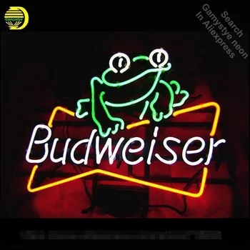 Neon Znak za Budweise Žaba neonske žarnice Prijavite Garaža neonskih luči Prijavite stekleni Cevi Handcraft Umetnosti Ikona Prijavite osvetljen Zaslon