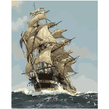Barvanje Z Številkami DIY Dropshipping 40x50 50x65cm Morsko plovbo jadrnico še Vedno življenje Platno Poročno Dekoracijo slikah Darilo
