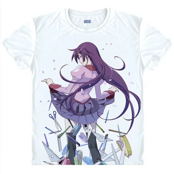 Bakemonogatari Natisnjeni T-shirt Senjougahara Hitagi Cosplay Sengoku Nadeko Tshirts Vrhovi Moda Anime Tees Poletje T Shirt majica
