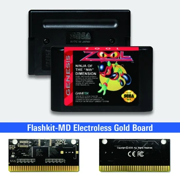 Zool - ZDA založbo Flashkit MD Electroless Zlato PCB Kartico Sega Genesis Megadrive Video Igra Konzola