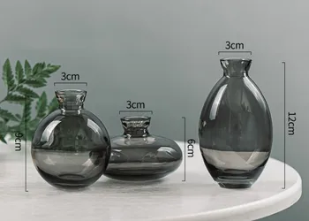 3Pcs Klasičnih Ustvarjalne Vaza Vrh Kakovosti Travo Črno Transparentno Doma Deco Reagenta Steklenico Cvet Vazo Tovarne na Debelo