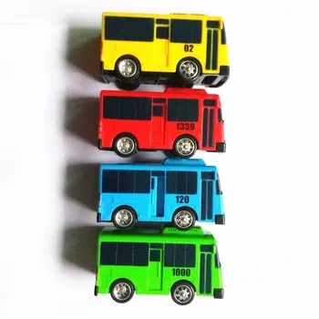 4pcs/set Očitajo Mali Avtobus korejski Anime Oyuncak Modela Avtomobila Mini Plastični Potegnite Nazaj Modro Zeleno Rumeno Rdeče Očitajo Avtobusom za Otroke Darilo