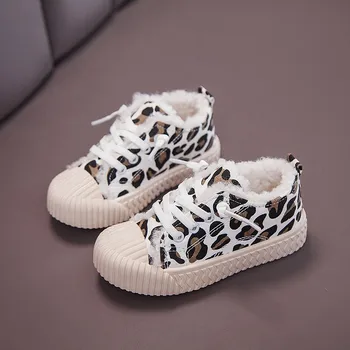Otrok Superge Moda Priložnostne Leopard Pozimi Nove Športne Čevlje Za Šolsko Uniformo Dekleta Platno Čevlji