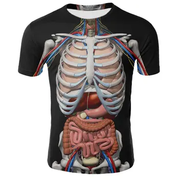 2020 Nov Modni Moški Skeleton Notranjih Organov 3D Tiskanih Krog Vratu Kratki Rokavi T-Shirt Anime Smešno Halloween Moški Majica s kratkimi rokavi